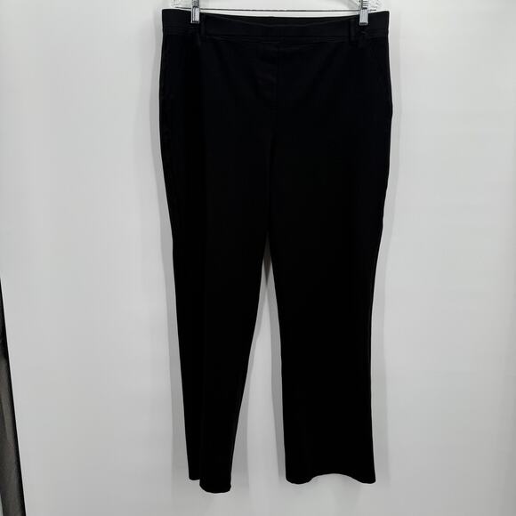 Quince Pants Womens XL Petite Black Straight Leg Stretch Ponte Dress Trousers - Picture 1 of 10